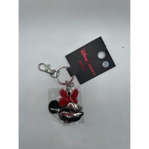 Disney Forever 21 Minnie Mouse Keychain Red Glitter Bow Silver Bag Charm NWT